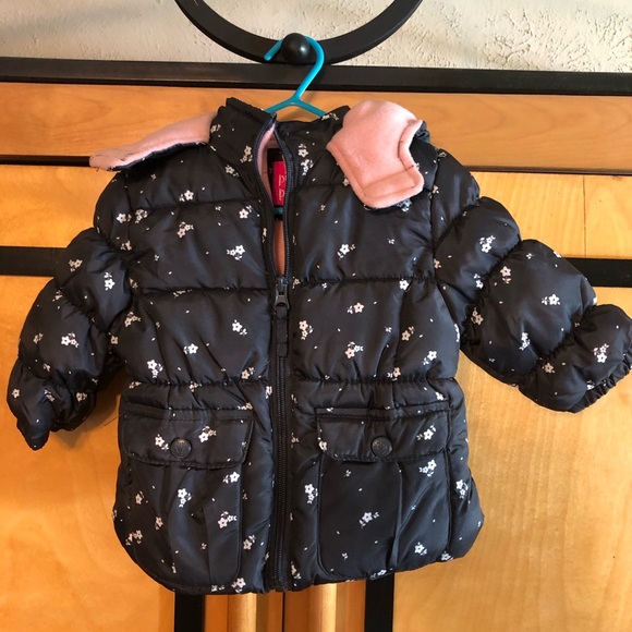 🌟NWT🌟 Pink Platinum Girls Hooded Puffer Jacket Size 12 Months - Picture 4 of 5